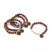 Wood Bead & Stone Bracelet BJEW-JB06104-1