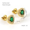 304 Stainless Steel Cubic Zirconia Stud Earrings FS-WGD0B7C-20-1