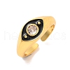 Brass Micro Pave Clear Cubic Zirconia Open Cuff Rings RJEW-U009-19G-2