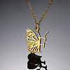304 Stainless Steel Butterfly Initial Pendant Necklaces WG80197-06-1