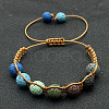 Handmade Weave Random Macaron Color Adjustable Dyed Natural Lava Rock Braided Bead Bracelets for Women Men RY4877-2-1