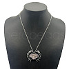 Shiny Alloy Pave Natural Paua Shell Pendant Necklaces TZ0162-4-1
