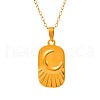 Stainless Steel Rectangle with Moon Pendant Necklaces for Women IT7589-2-5