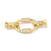Oval Rectangle Rack Plating Brass Micro Pave Clear Cubic Zirconia Fold Over Clasps KK-A225-11G-1