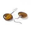 Natural Tiger Eye Flat Round Dangle Earrings EJEW-D188-03P-07-3