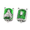 Antique Silver Plated Alloy Enamel Links ENAM-H325-01AS-2