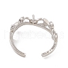 Rack Plating Brass with Clear Cubic Zirconia Open Cuff Ring Settings KK-G455-12P-3