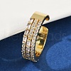 Brass Micro Pave Cubic Zirconia Cuff Rings for Women RJEW-F182-04G-2