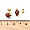 Brass Enamel Stud Earrings EJEW-F372-01A-G-5