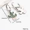Fashionable Summer Beach 925 Sterling Silver Enamel Cactus Dangle Hoop Earrings Women's Vacation Gift XT7653-3