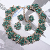 Flower Alloy Rhinestone Chain Necklaces & Stud Dangle Earrings Sets FS-WG8AADA-10-1