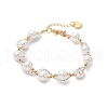Round Shell Pearl Beaded Bracelets for Women BJEW-MZ00151-01-2