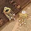 Alloy Rhinestone & Plastic Imitation Pearl Tassel Stud Earrings EJEW-A122-01G-2