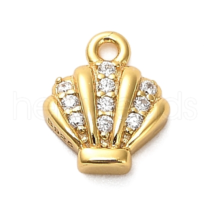 925 Sterling Silver Micro Pave Clear Cubic Zirconia Shell Shaped Charms STER-U009-09G-01-1