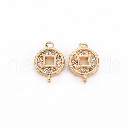 Brass Micro Pave Clear Cubic Zirconia Link Connectors KK-S356-447-NF-1