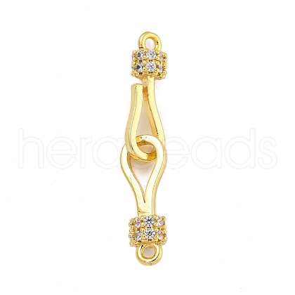Rack Plating Brass Micro Pave Clear Cubic Zirconia Hook Clasps KK-F876-16G-1