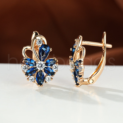 Brass Micro Pave Cubic Zirconia Hoop Earrings WG0C687-13-1