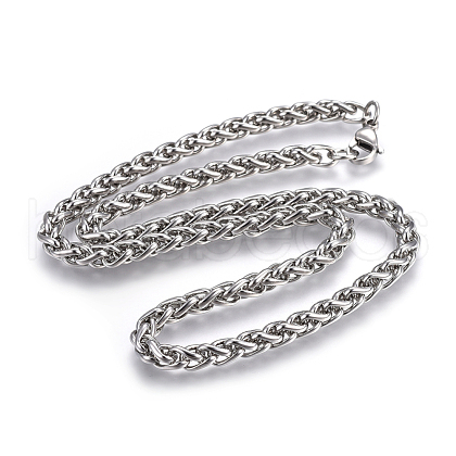 Non-Tarnish 304 Stainless Steel Wheat Chain Necklaces NJEW-F242-14P-B-1