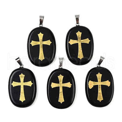 Natural Obsidian Pendants G-S392-01I-1