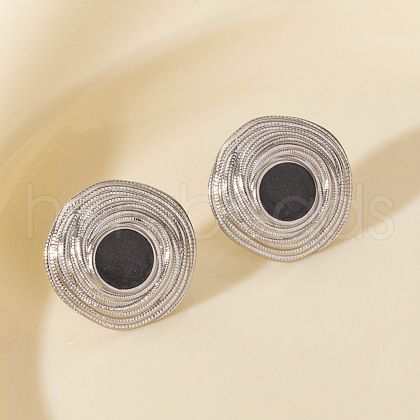 304 Stainless Steel Flat Round Stud Earrings DV1097-1-1