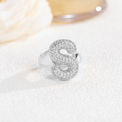 Brass Micro Pave Clear Cubic Zirconia Cuff Rings FS-WG4832E-38-1