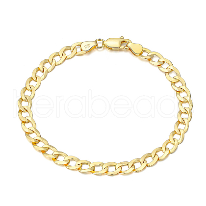 925 Sterling Silver Curb Chain Bracelets BJEW-I314-007A-G-1