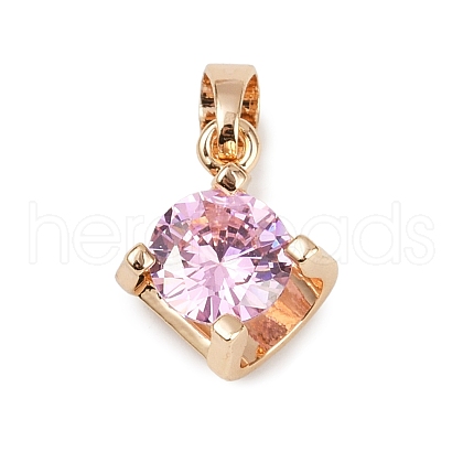 Brass Micro Pave Cubic Zirconia Pendants KK-E795-29KCG-02-1