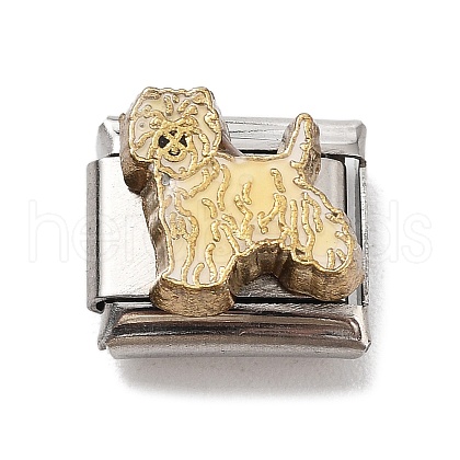 Dog 304 Stainless Steel Enamel Connector Charms STAS-L023-003D-1