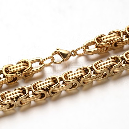 Trendy 304 Stainless Steel Byzantine Chain Bracelets BJEW-L510-06-1