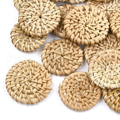 Handmade Reed Cane/Rattan Woven Beads WOVE-T005-13A-1