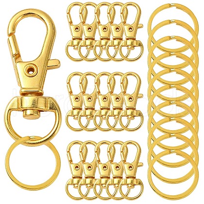DIY Alloy Swivel Lobster Claw Clasps & Iron Split Key Rings Keychain Finding Kits DIY-YW0010-44G-1