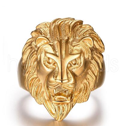 Fashion 316L Surgical Stainless Steel Lion Rings for Men RJEW-BB03952-8-1