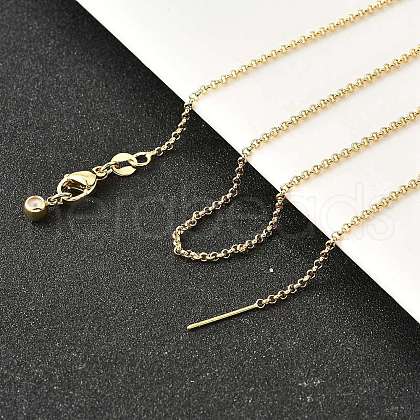 Brass Rolo Chain Adjustable Slider Necklaces NJEW-E157-05G-1