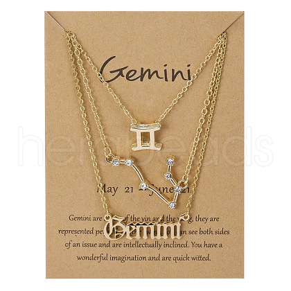 3Pcs 3 Styles Alloy Crystal Rhinestone Constellation Pendant Necklaces Sets WGEBB06-05-1