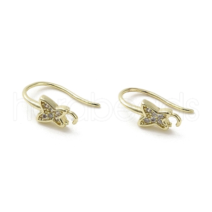 Brass Micro Pave Cubic Zirconia Earring Hooks KK-C048-13H-G-1