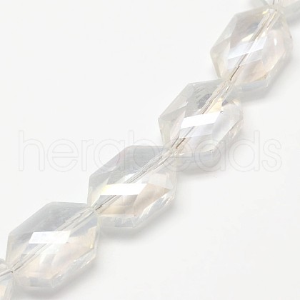 Faceted Hexagon Electroplate Glass Beads Strands EGLA-F089-A01-1