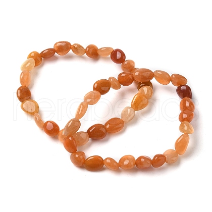 Natural Red Aventurine Beads Stretch Bracelets for Men Women BJEW-I320-01A-1