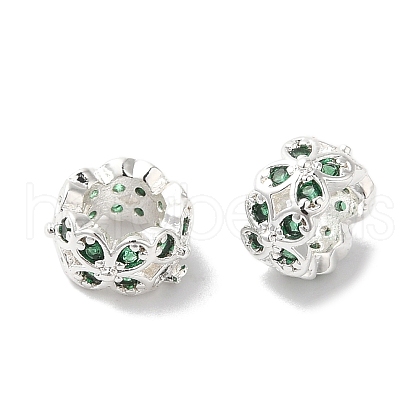 Long-Lasting Plated Brass Micro Pave Clear Cubic Zirconia Beads KK-K381-18B-S-1