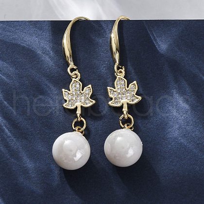 Brass Micro Pave Clear Cubic Zirconia Dangle Earrings EJEW-F362-09G-1