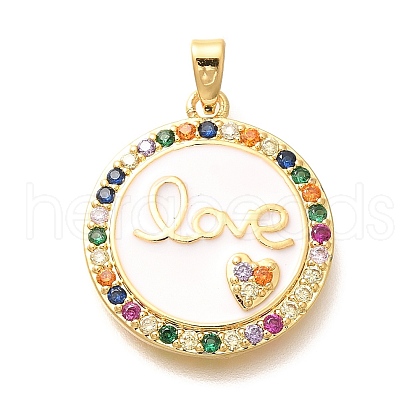 Brass Micro Pave Clear Cubic Zirconia Pendents KK-R212-13G-07-1