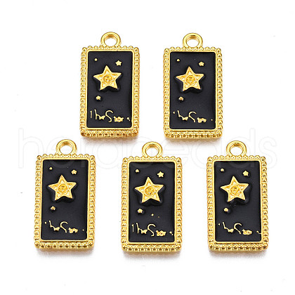 Rack Plating Golden Alloy Enamel Pendants ENAM-S122-50G-1