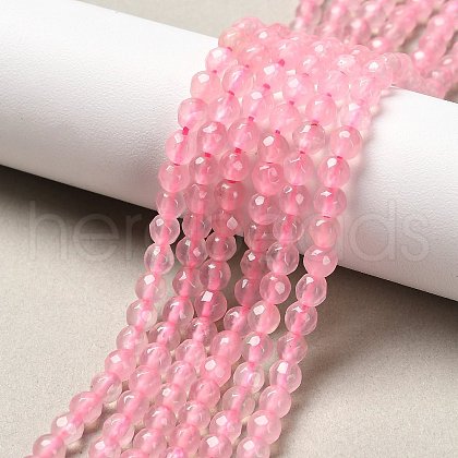 Dyed Natural White Jade Round Beads Strands G-E311-4mm-01-1