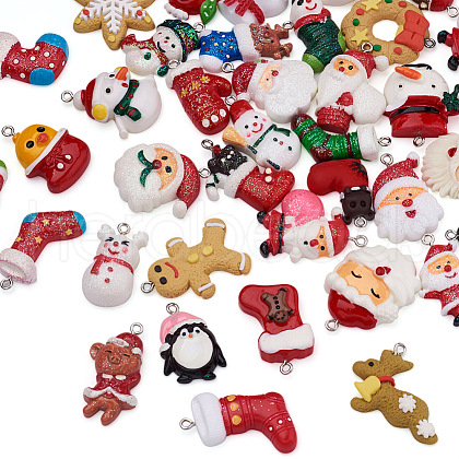 39Pcs 39 Style Opaque Resin Pendants RESI-TA0001-37-1