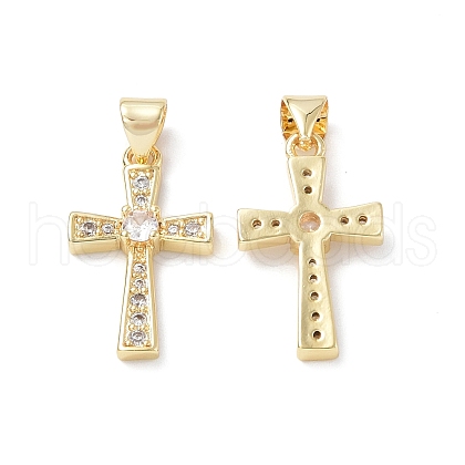 Eco-Friendly Rack Plating Brass Micro Pave Cubic Zirconia Pendants KK-F845-30G-1