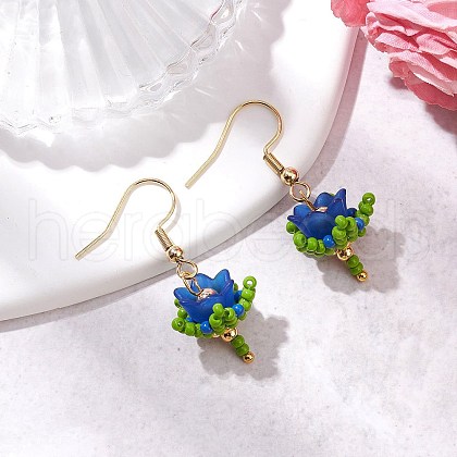 Flower Handmade Glass Seed Beads & Acrylic Beads Dangle Earrings EJEW-MZ00359-03-1