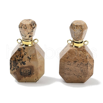 Natural Picture Jasper Perfume Bottle Pendants G-Q163-10G-06-1