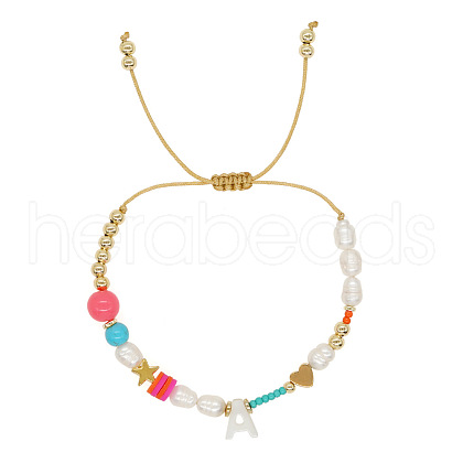 Shell Letter Charm Bead Bracelets ZZ0793-1-1