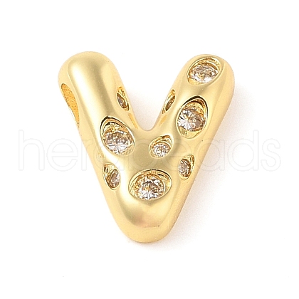 Brass Micro Pave Clear Cubic Zirconia Pendant KK-Z046-01G-V-1