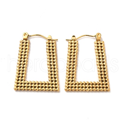 Ion Plating(IP) 304 Stainless Steel Trapezoid Hoop Earrings for Women EJEW-K243-08G-1
