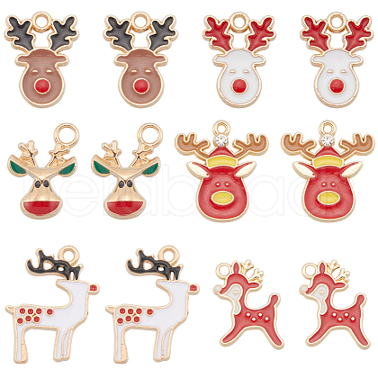 SUNNYCLUE 60Pcs 6 Styles Alloy Enamel Pendants ENAM-SC0005-23-1